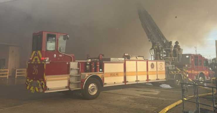 JFRD crews work to put out fire at cardboard recycling plant near Riverside