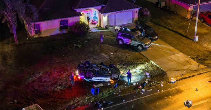 Lee County deputy vehicle flips in rollover crash in Lehigh Acres