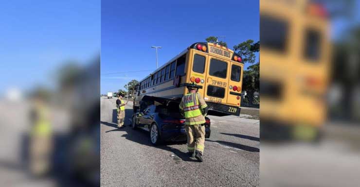 Lee County school bus involved in crash with vehicle, no children on board