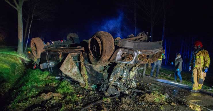 Man killed after pickup goes airborne along I-95 in Volusia, overturns into water-filled ditch