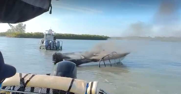 WATCH: Madeira firefighters put out boat fire with ‘rooster tail’