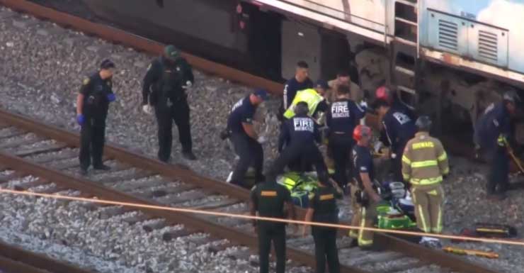 Woman hospitalized after being struck, pinned under Tri-Rail train in Dania Beach