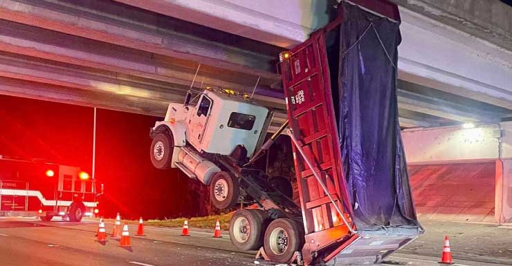Dump truck hits I-95 overpass in Martin County, shuts down southbound lanes