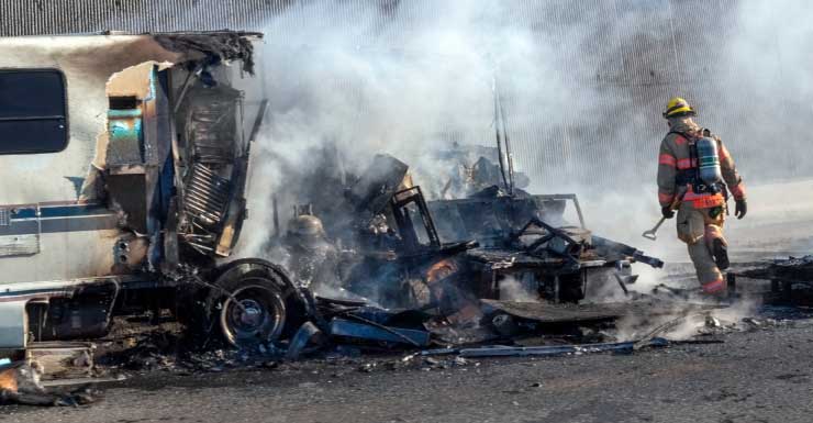 RV fire backs up traffic on I-75 in Columbia County