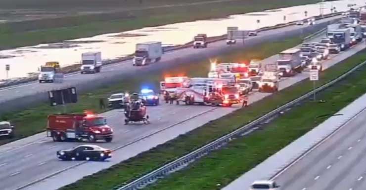 Helicopter lands on I-75 in Weston to airlift driver injured in crash
