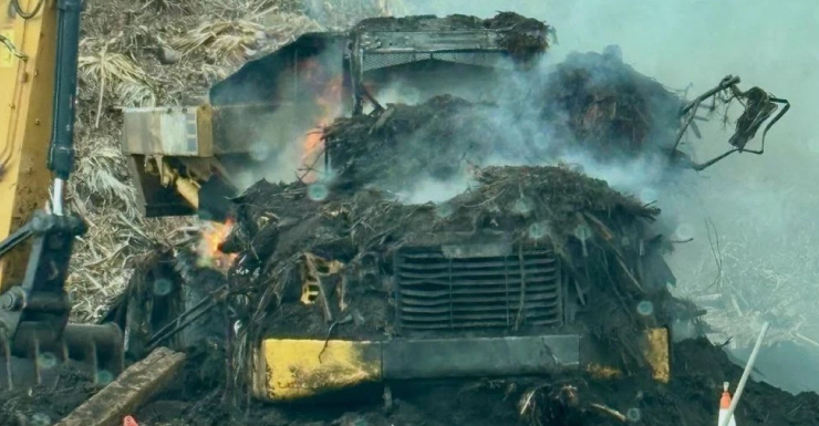 Mulch pile fuels massive commercial truck fire in Palm City; no injuries