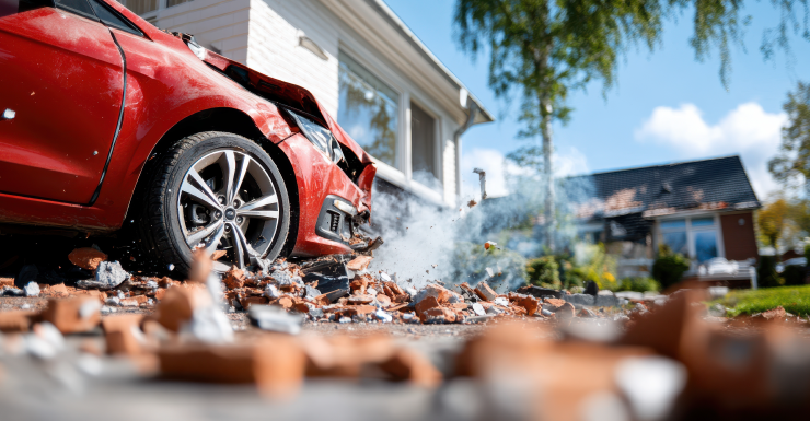 Car crashes into the side of a garage on Fordham St in Villas