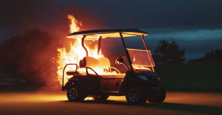 Golf cart erupts in flames at course in Surfside; no injuries reported