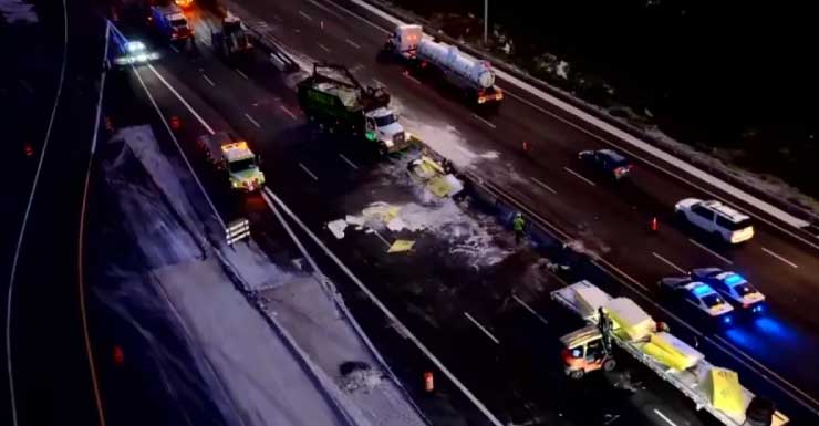 Sawgrass Expressway crash causes major drywall spill, closes SB lanes, FHP says