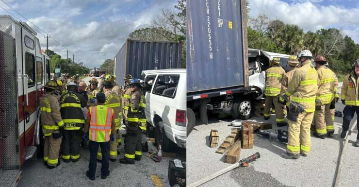 Van driver airlifted after crash with box truck on Citrus Blvd in Martin County