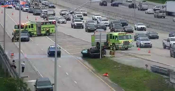 Vehicle fire snarls I-95 North near Palm Beach Gardens exit