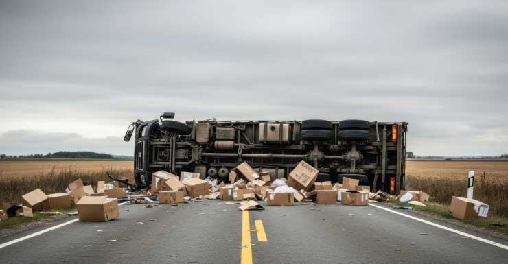 Accident involving semi-truck on Waldo Road causes blockage