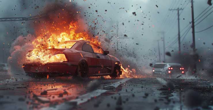 Car bursts into flames after I-75 crash in Charlotte County