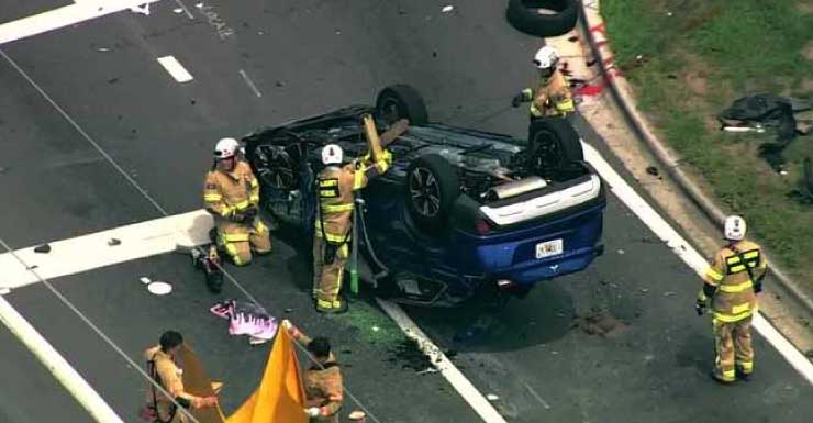 Car flips, 10 people involved in crash near SeaWorld