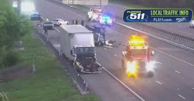 Chain-reaction crash injures 3 on I-95 southbound in Brevard County, troopers say