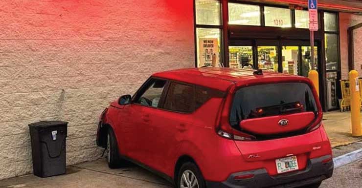 Driver injured after car crashes into Dollar General in Cantonment