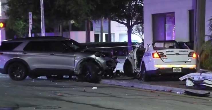 Miami Police officer hospitalized after cruiser T-boned by SUV