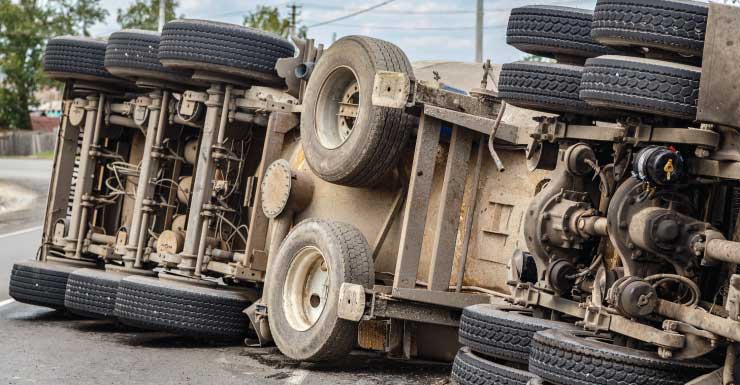 Rolled over semi-truck causes traffic blockage in Starke