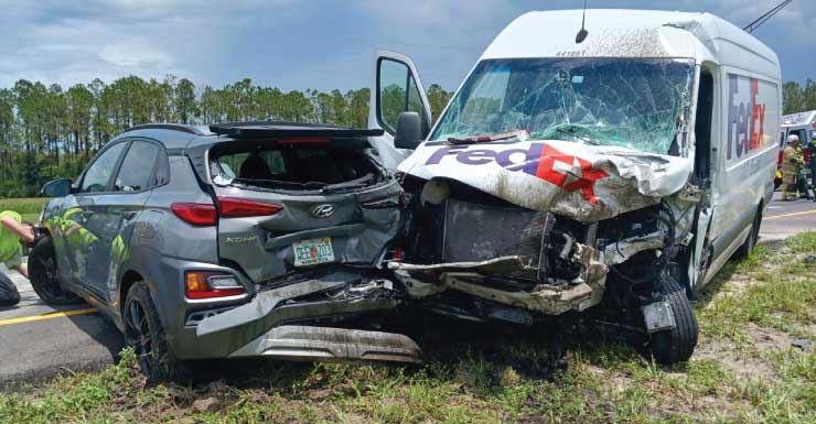 Six-car crash involving FedEx truck slows traffic on Suncoast Parkway: FHP