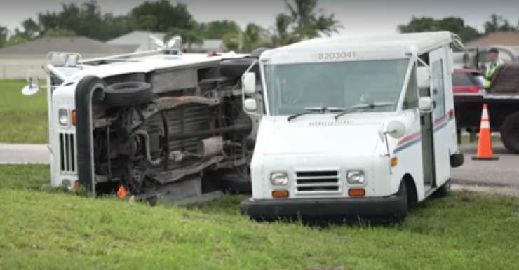 USPS truck rolls over in crash in Cape Coral