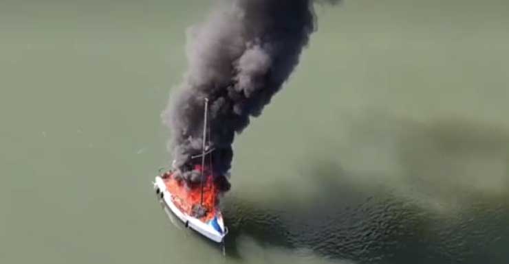 1 injured as crews respond to sailboat engulfed in flames near Fort Myers Beach