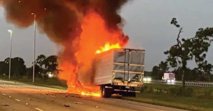 All lanes reopen after flames engulf semi-truck hauling potatoes on SB I-95