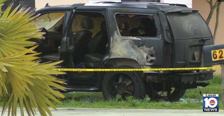 Car catches on fire outside house in Miramar, firefighters say