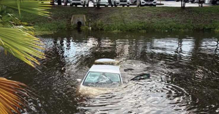 Clearwater officers rescue woman from sinking car after crash into pond