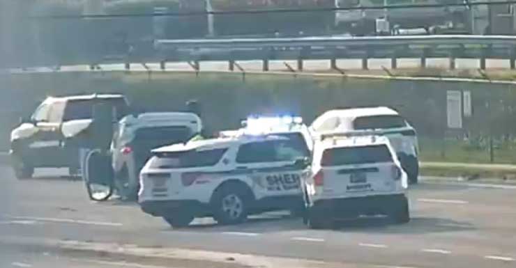 Overturned SUV snarls traffic near Donald J. Trump International Airport