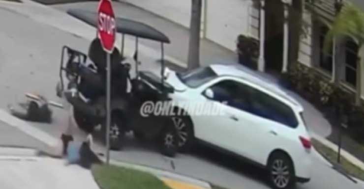 Surveillance video shows car crash into golf cart in Cutler Bay