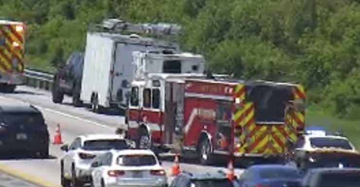 Truck hauling trailer catches fire on Florida’s Turnpike North, blocking lane