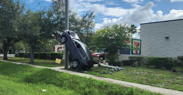Woman injured after crashing into utility pole guide wires in Pasco County