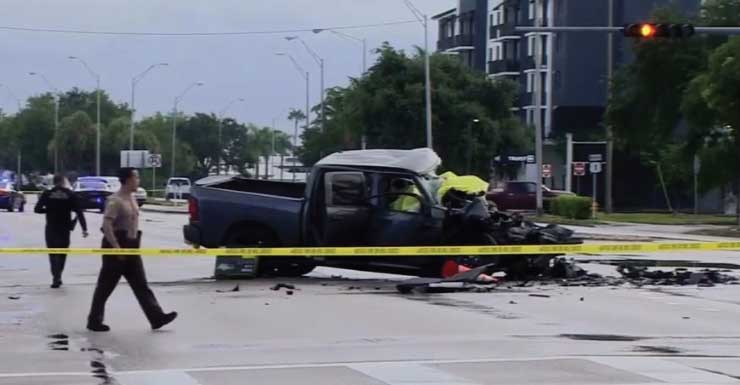 1 dead after collision between pickup and flatbed trucks on U.S. 1 in SW Miami-Dade
