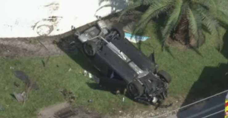 1 hospitalized after rollover crash in Biscayne Gardens involving private ambulance
