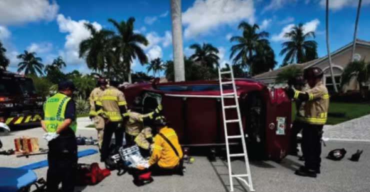 1 injured, extricated from vehicle after rollover crash on Bald Cypress Cir in Fort Myers