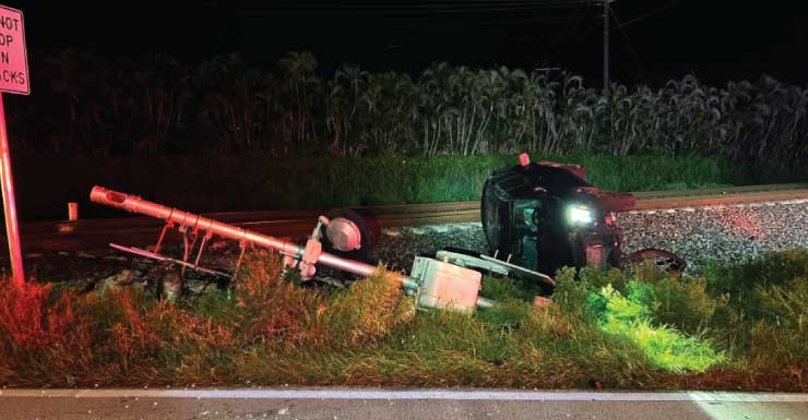 3 people arrested for DUI, 1 causes vehicle to go airborne, crash into train tracks
