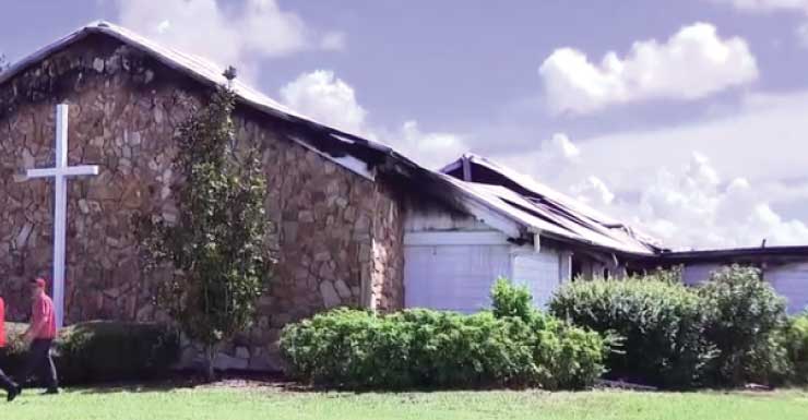 Fire sparks at church on Buckingham Rd in Lee County Friday night, reignites Saturday morning