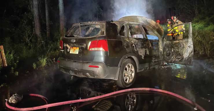 Walton County: SUV catches fire after accident Saturday night