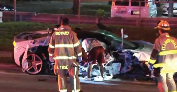 Woman hurt in crash that left white Ferrari destroyed in Fort Lauderdale