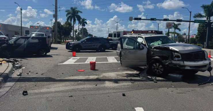 Crash shuts down part of Cleveland Ave at Winkler Ave in Fort Myers Friday