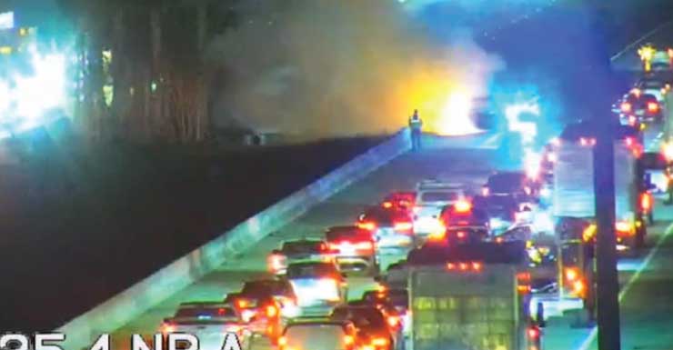 Crews battle vehicle fire on I-75 Friday morning