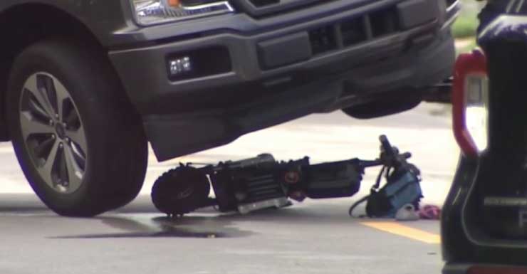Father, 2 children hospitalized after scooter crashes into pickup truck in Hallandale Beach