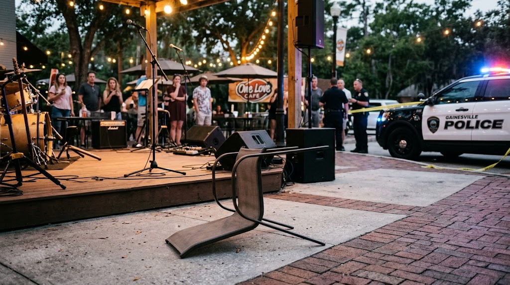 Gainesville man arrested after throwing chair at band during performance, police say