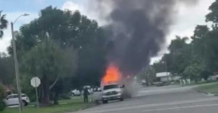 Landscaping trailer destroyed by fire in Lehigh Acres