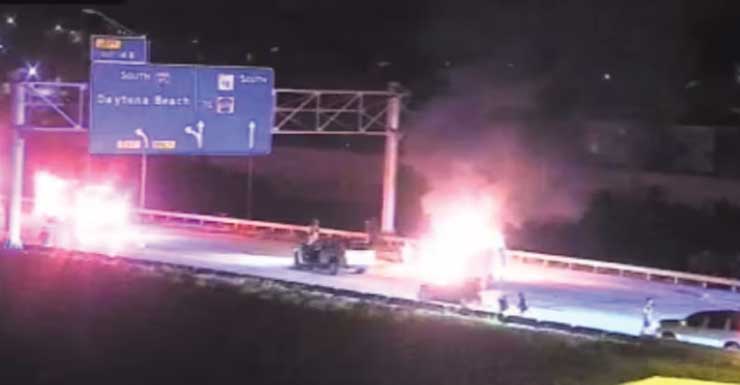 Vehicle fire in Duval County closes 2 southbound lanes on I-95 at SR-9B