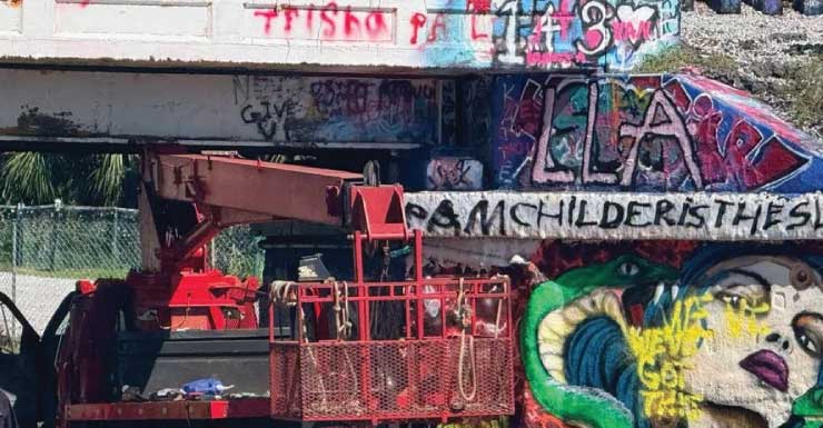Bucket truck crashes into Pensacola's Graffiti Bridge