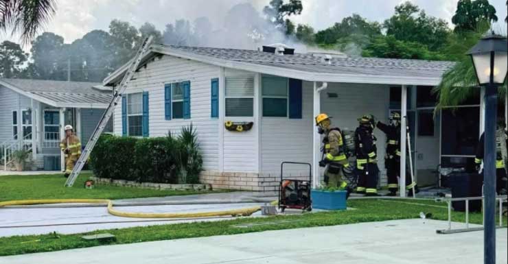 Firefighters extinguish mobile home fire in Stuart; cat rescued